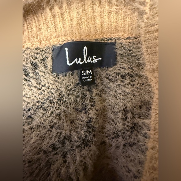 Lulu's Fierce Feelings Tan Tiger Print Eyelash Knit Cardigan Sweater S/M - Picture 9 of 9